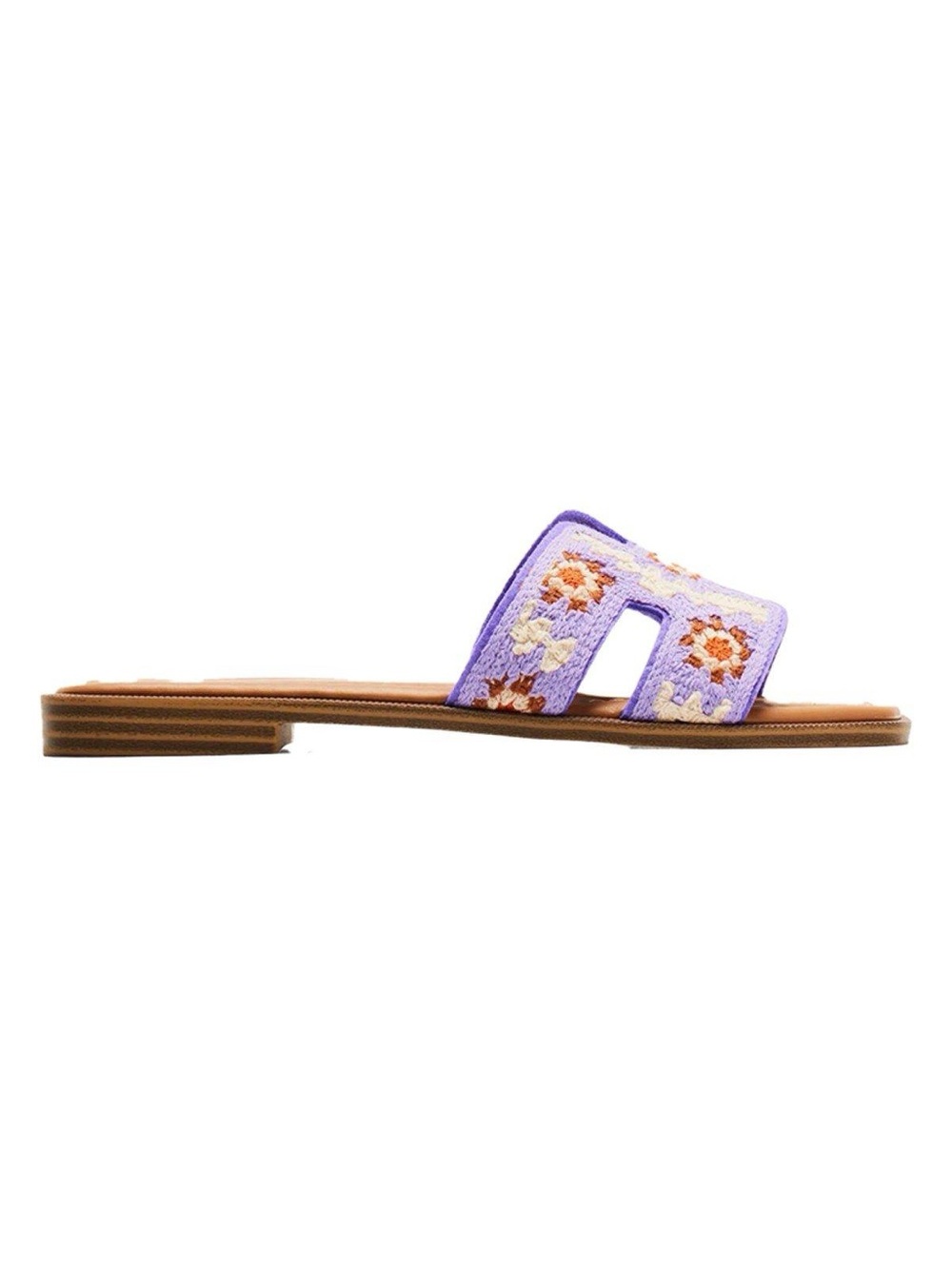 Madden Girl Halley Crochet Slide Sandal Women 7.5 Lavender Floral